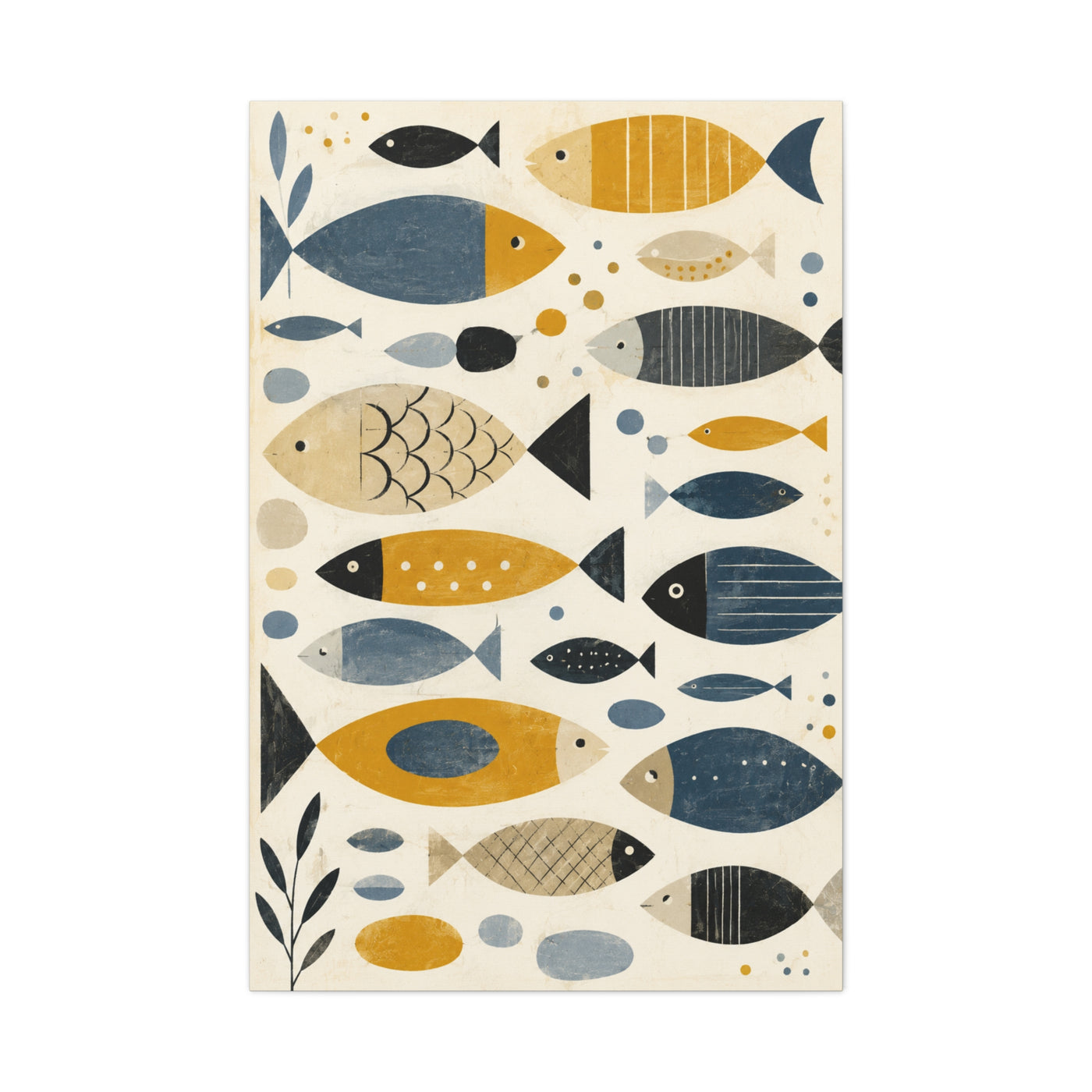 Scandinavian Abstract Fish Pattern Composition Wall Art & Canvas Print
