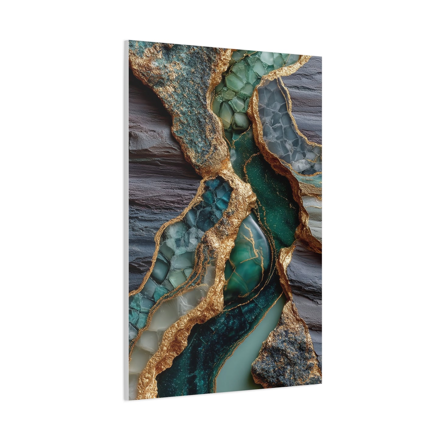 Emerald Geode Gold Vein Abstract Wall Art & Canvas Print