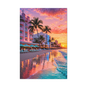 Miami Beach Art Deco Sunset Wall Art & Canvas Print