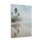 Misty Coastal Palm Shoreline Minimal Tropical Wall Art & Canvas Print