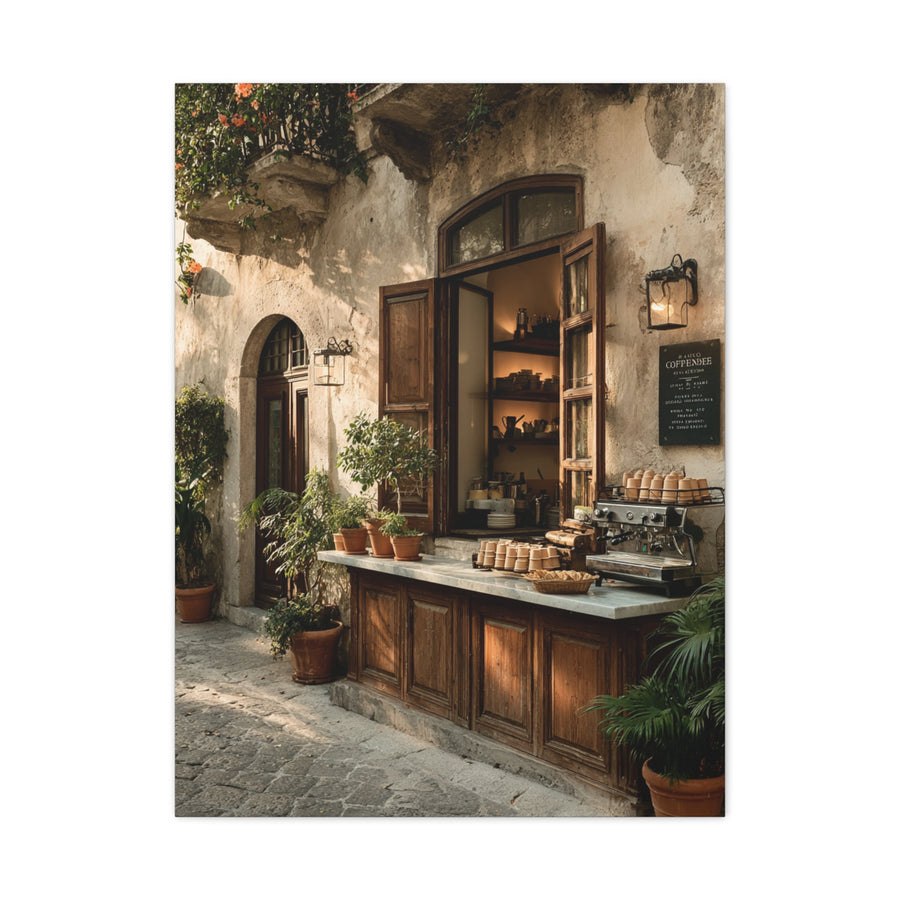 Rustic Italian Café Courtyard Wall Art & Canvas Print
