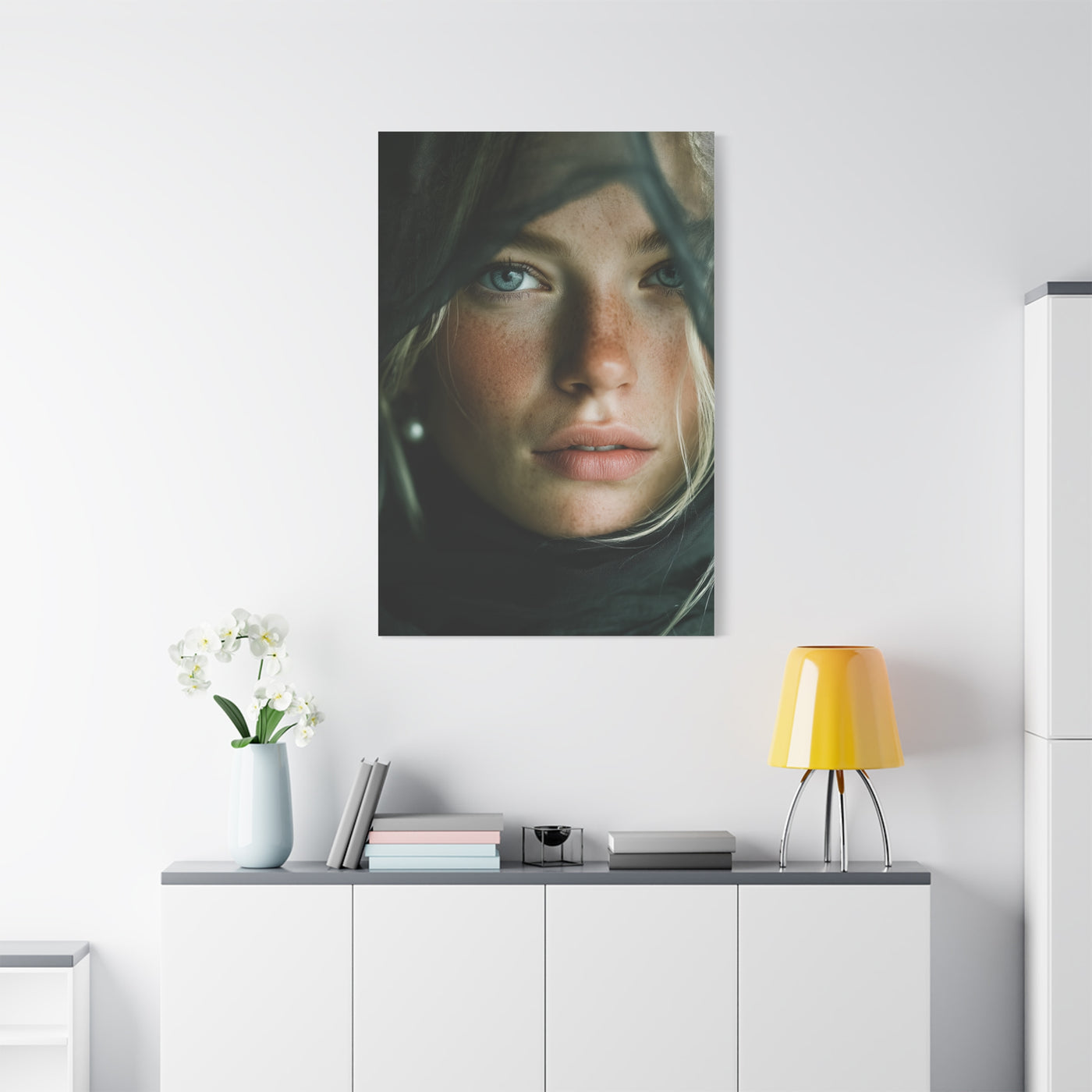 Veiled Blonde Minimal Portrait Wall Art & Canvas Print