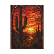 Stained Glass Desert Sunset Southwest Wall Art & Canvas Print