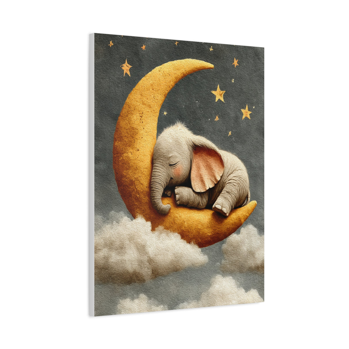 Baby Elephant Moon Dream Wall Art & Canvas Print