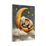 Baby Elephant Moon Dream Wall Art & Canvas Print
