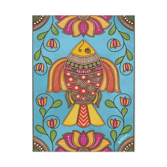 Vibrant Madhubani Fish Wall Art & Canvas Prints