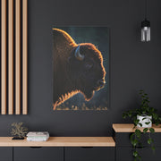 Backlit Bison Silhouette with Glowing Fur Edges Wall Art & Canvas Print