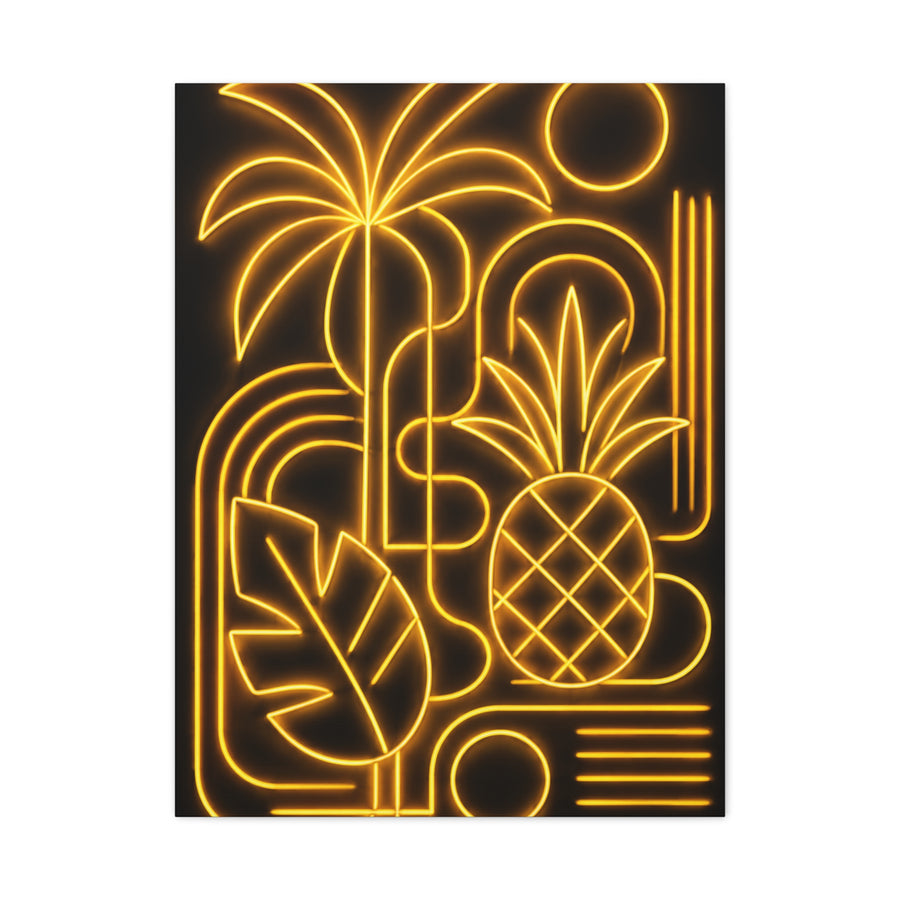 Neon Tropical Line Art Glow Composition Wall Art & Canvas Print