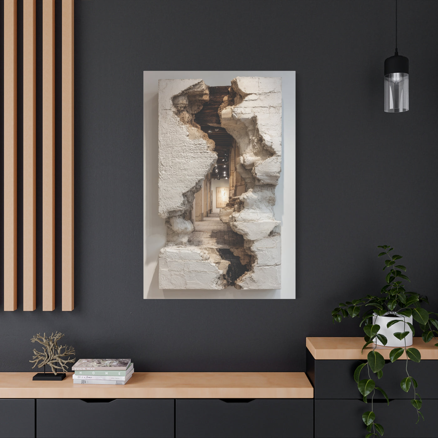 Sculptural Ruptured Wall Passage Wall Art & Canvas Print