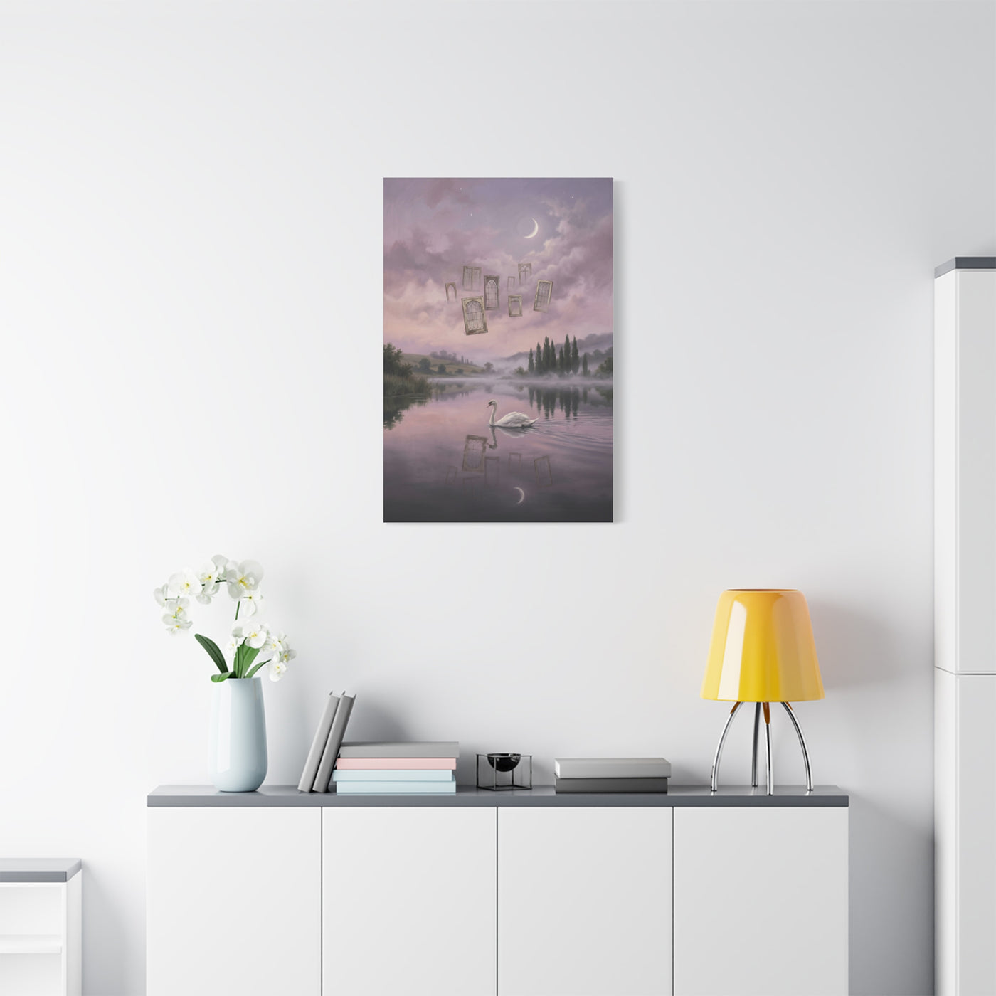 Surreal Swan Dreamscape Reflection Wall Art & Canvas Print