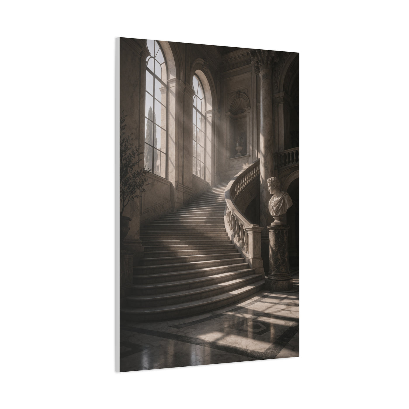 Sunlit Italian Palazzo Staircase Wall Art & Canvas Print