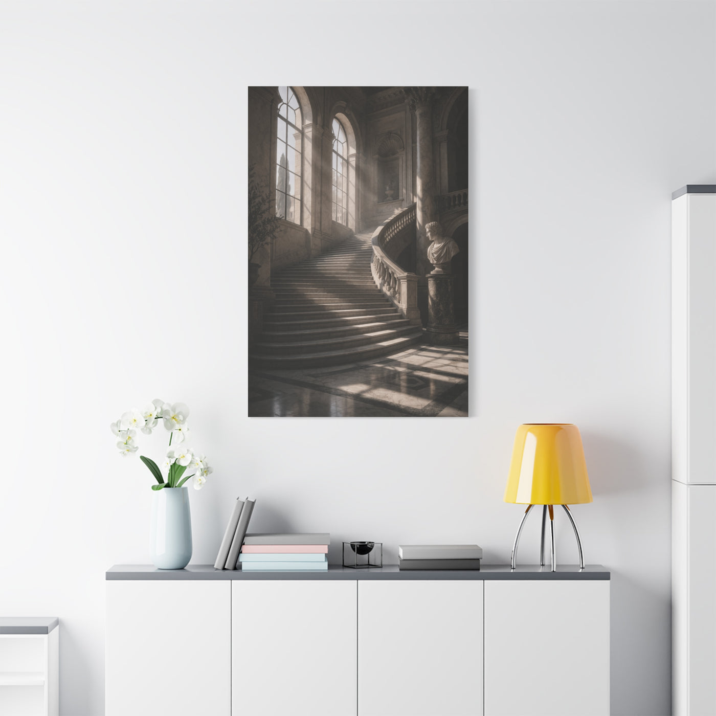 Sunlit Italian Palazzo Staircase Wall Art & Canvas Print