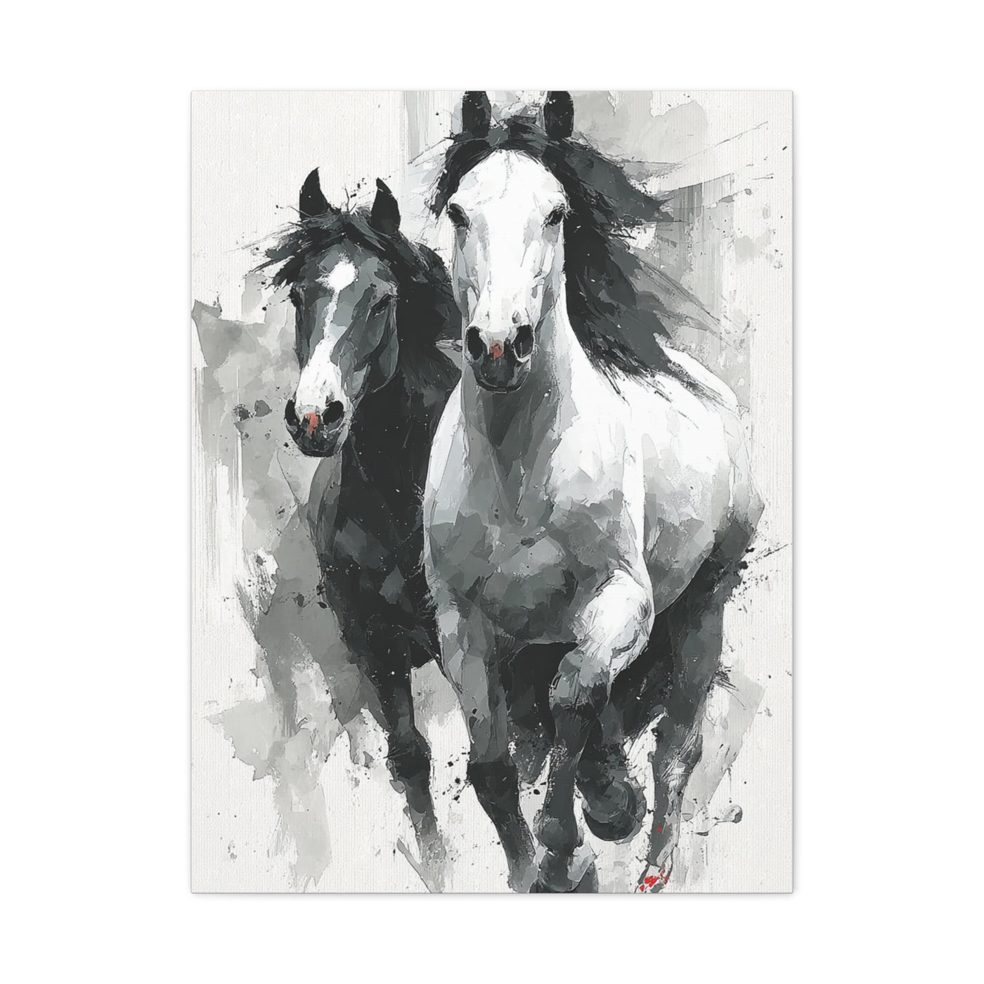 Monochrome Running Horses Abstract Wall Art & Canvas Print