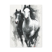 Monochrome Running Horses Abstract Wall Art & Canvas Print