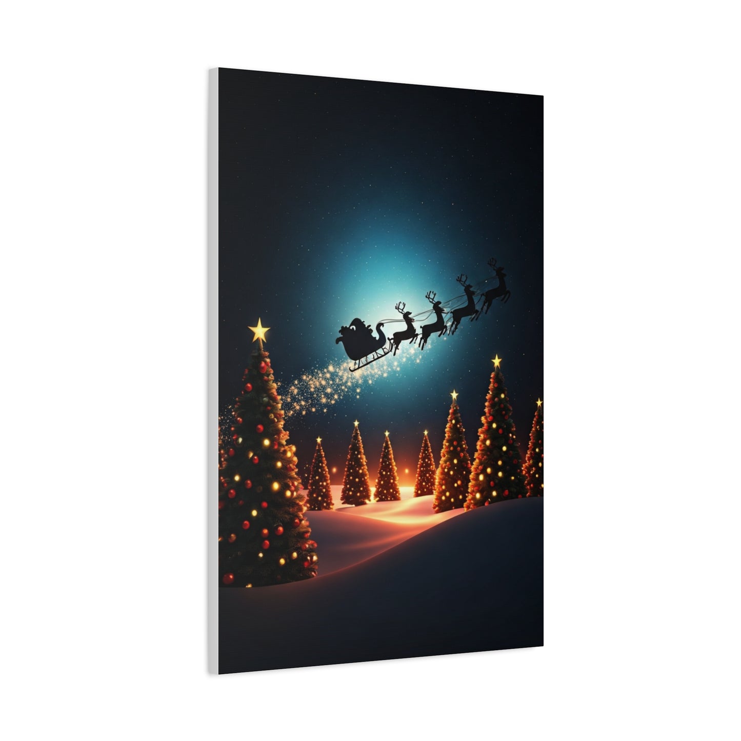 Santa Sleigh Midnight Flight Wall Art & Canvas Print