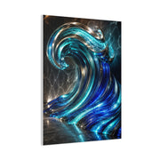 Glass & Steel Ocean Wave Architectural Sculpture Wall Art & Canvas Print