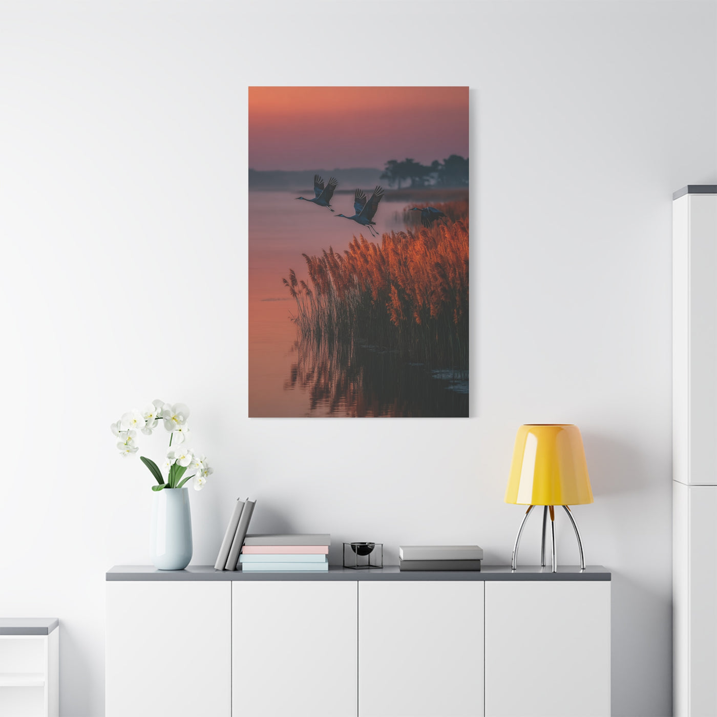 Autumn Marsh Sunrise Geese Wall Art & Canvas Print