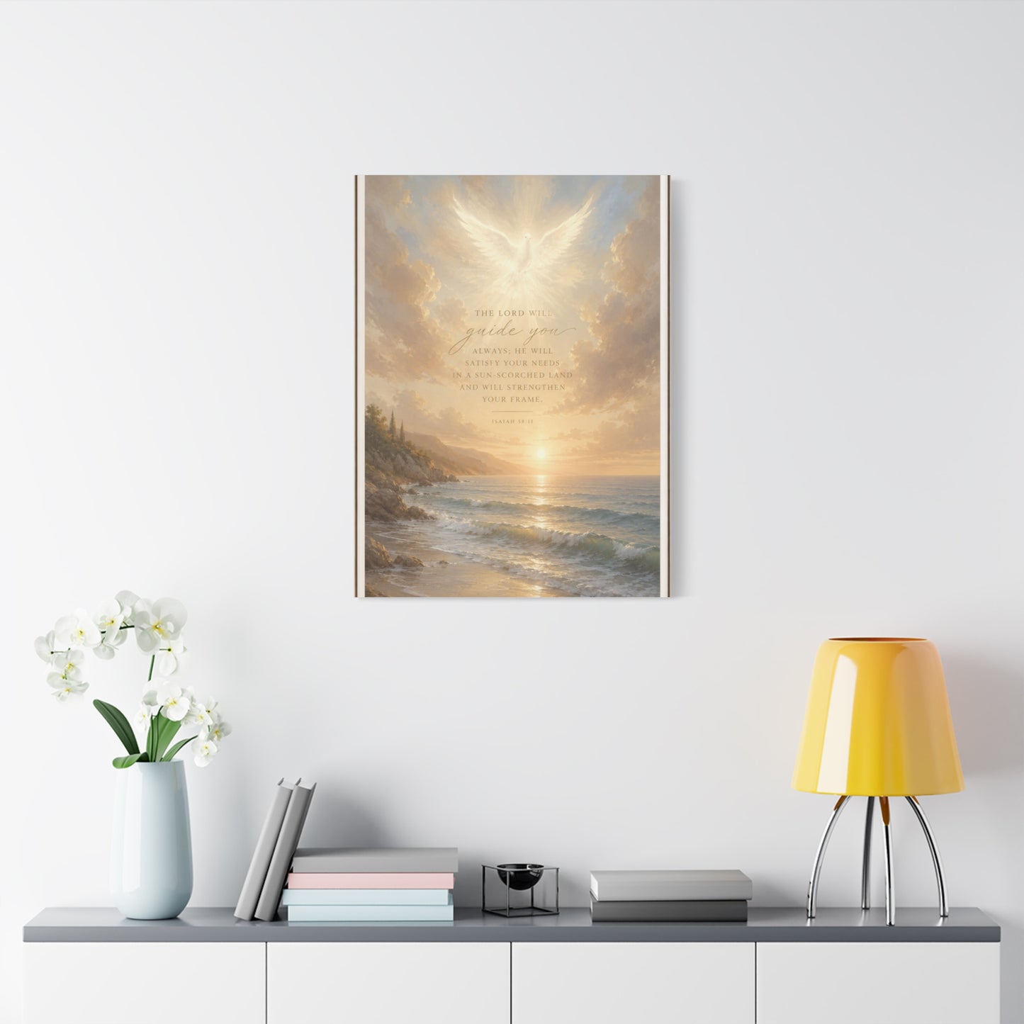 Isaiah Coastal Dove Scripture Wall Art & Canvas Print
