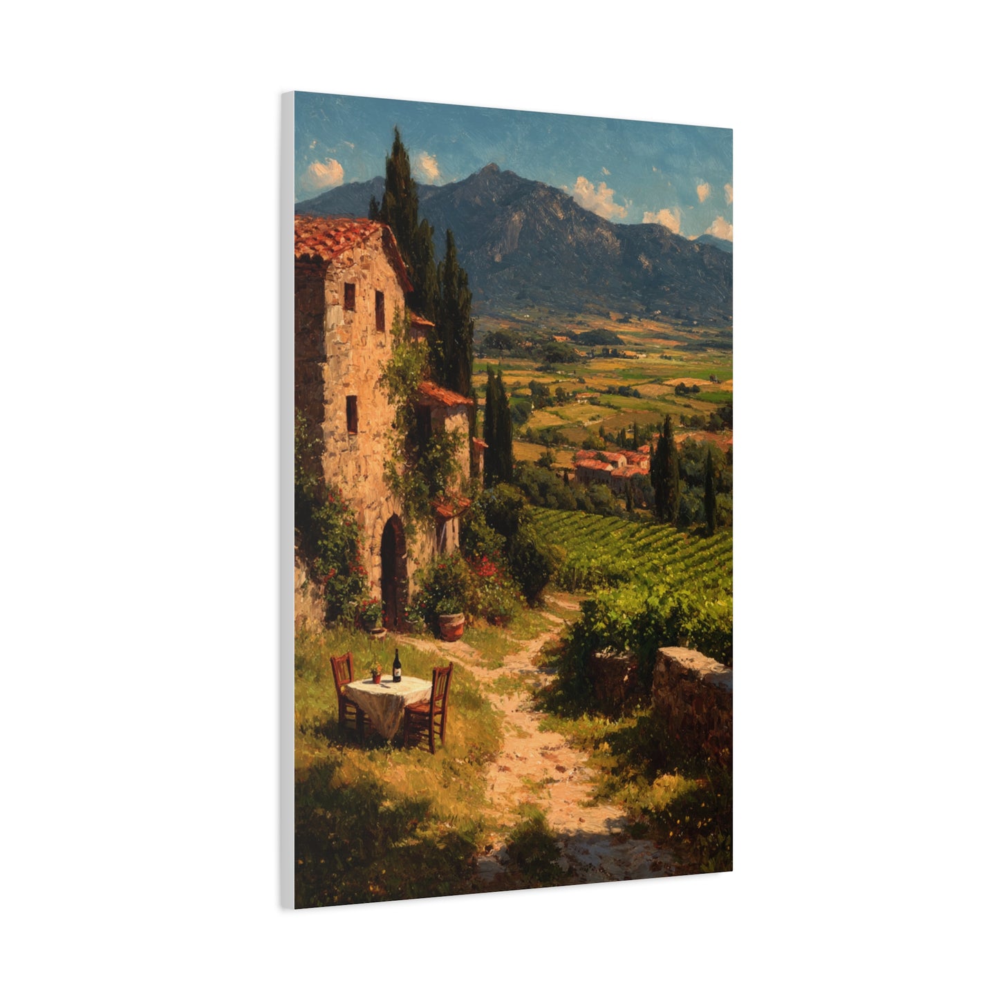 Tuscan Vineyard Farmhouse Lunch Scene Wall Art & Canvas Print