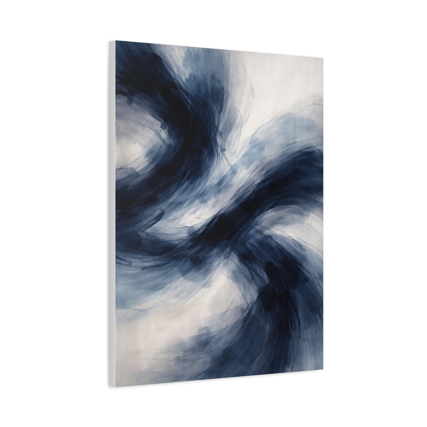 Expressive Navy Brush Flow Abstraction Wall Art & Canvas Print