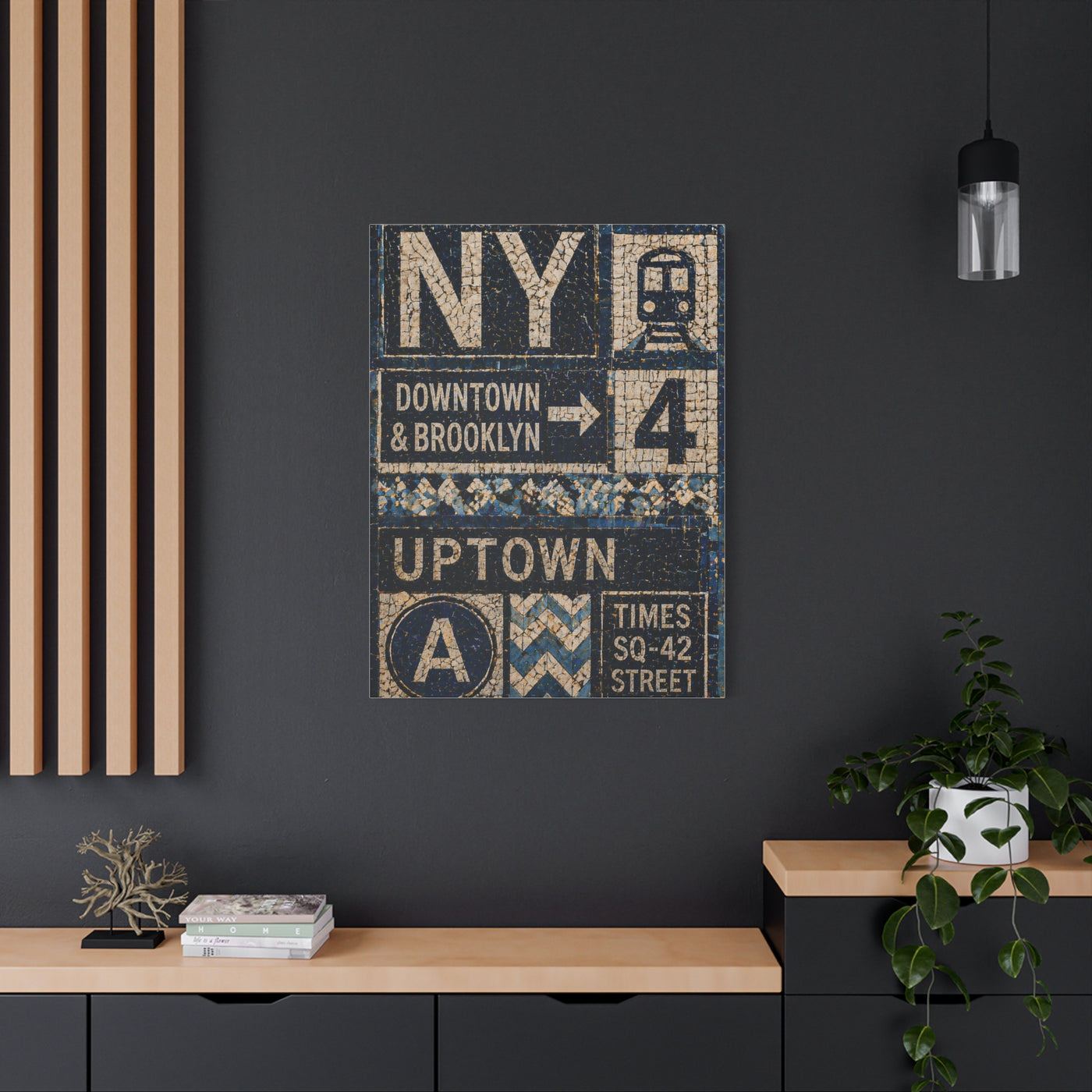 Subway Tile Mosaic Typography Wall Art & Canvas Print