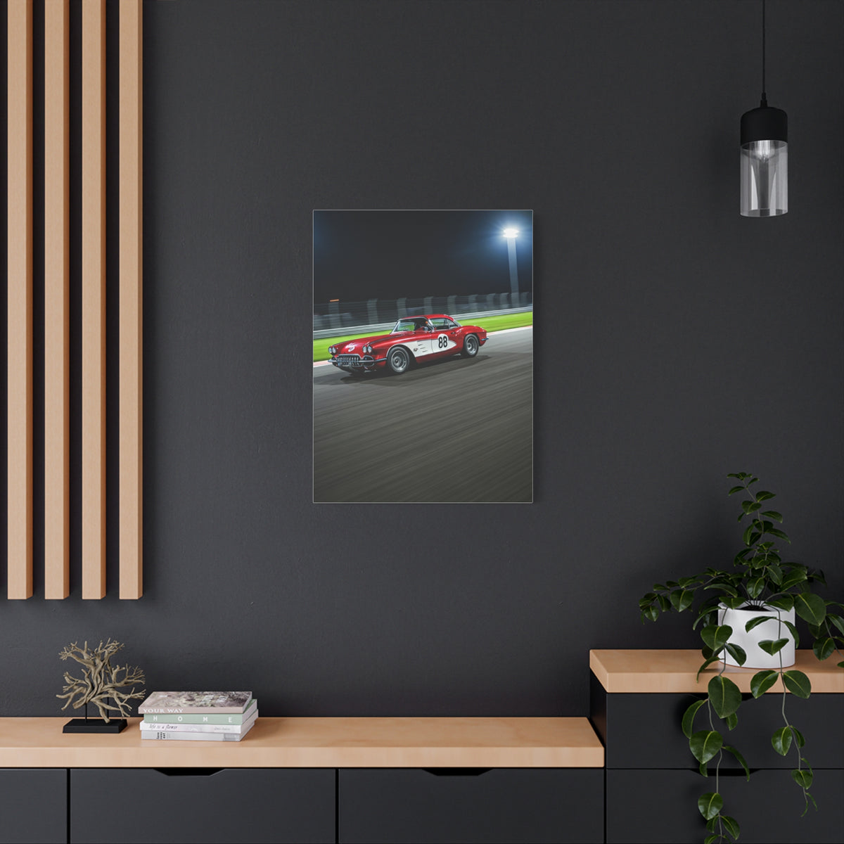 1962 Chevrolet Corvette C1 Night Circuit Racer Wall Art & Canvas Prints