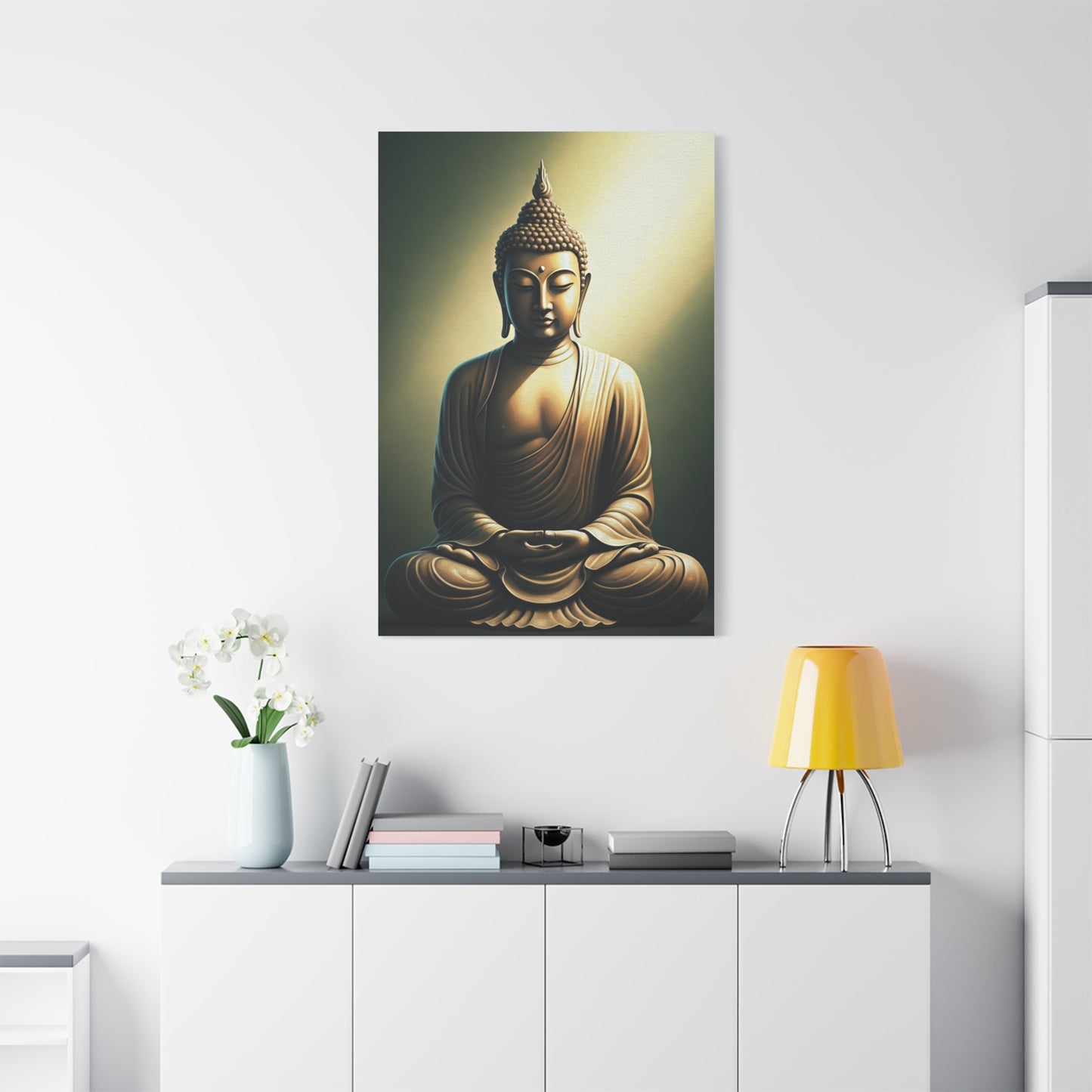 Golden Harmony Buddha Meditation Portrait Wall Art & Canvas Prints