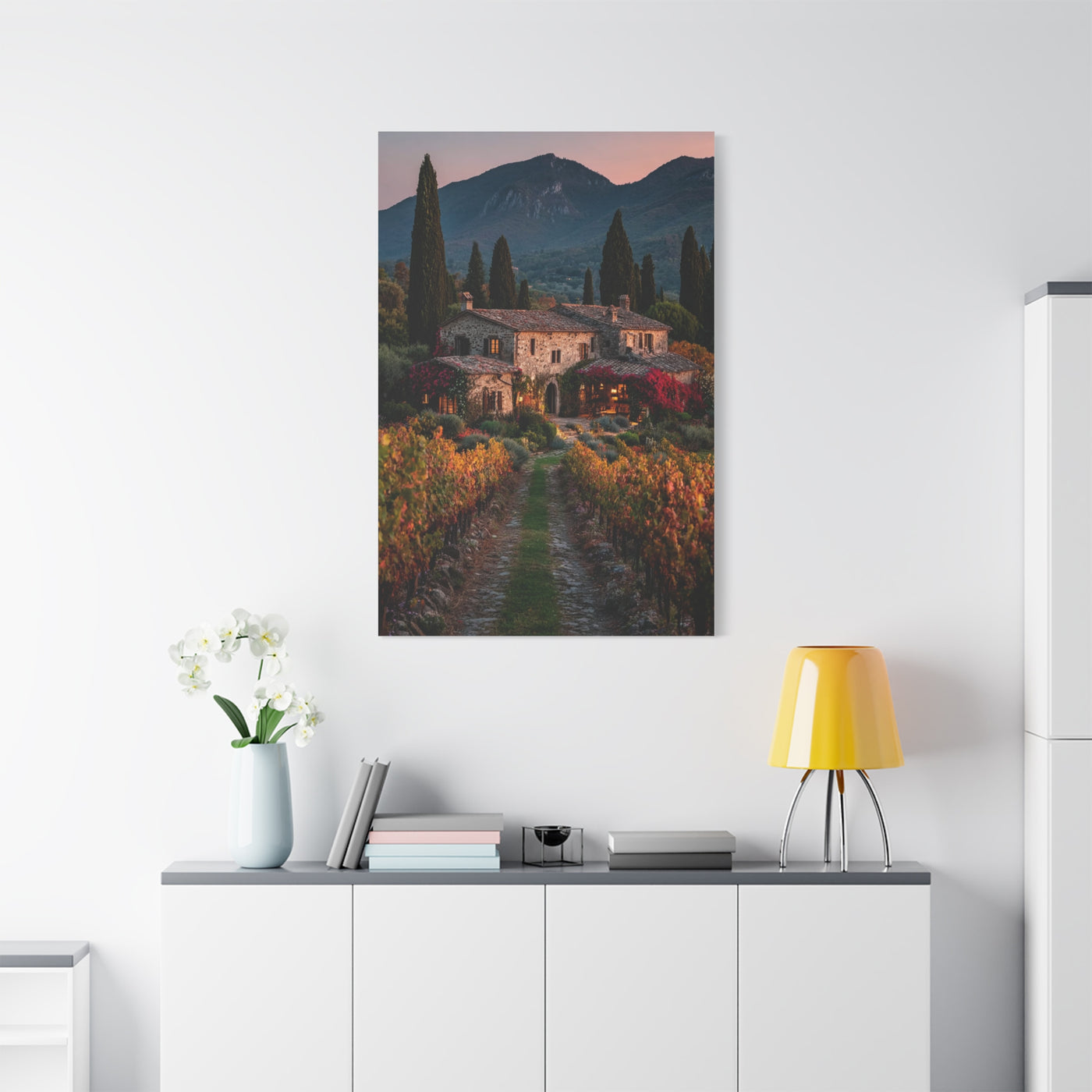 Tuscan Vineyard Autumn Villa Wall Art & Canvas Print