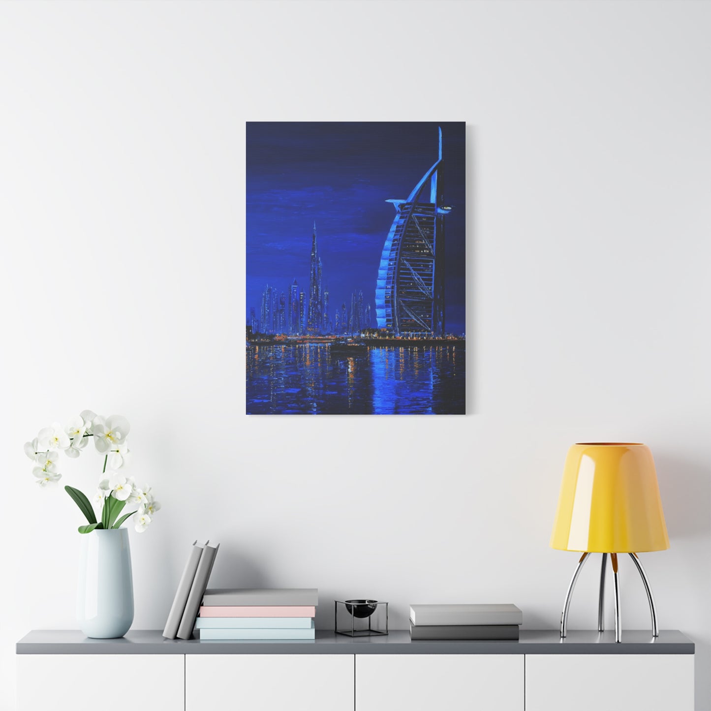 Dubai Skyline Blue Night Luxury Wall Art & Canvas Print