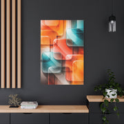 Tangerine and Teal Acrylic Geometry Wall Art & Canvas Print