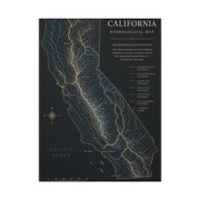California Hydrological Watershed Map Wall Art & Canvas Print