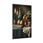 Rustic Pear & Candle Still Life Wall Art & Canvas Print