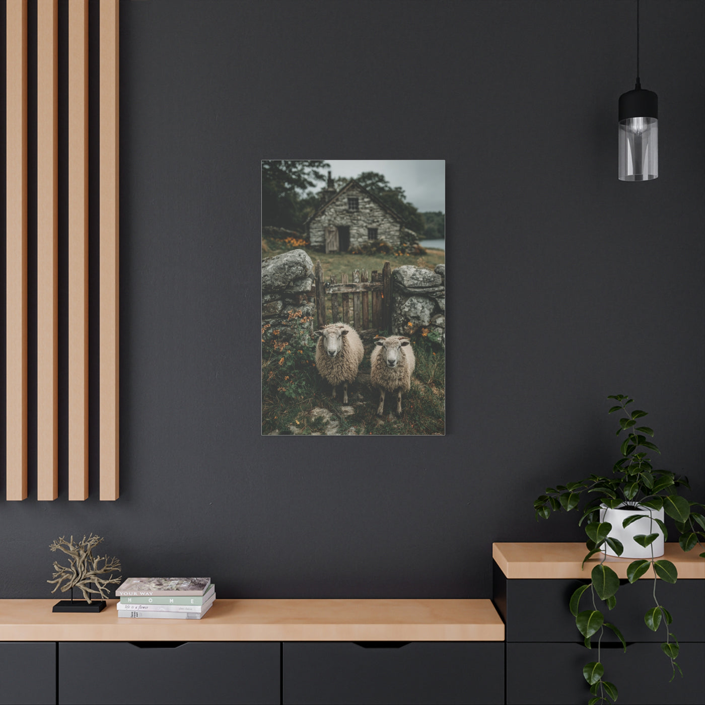 Sheep at Farmhouse Gate Wall Art & Canvas Print