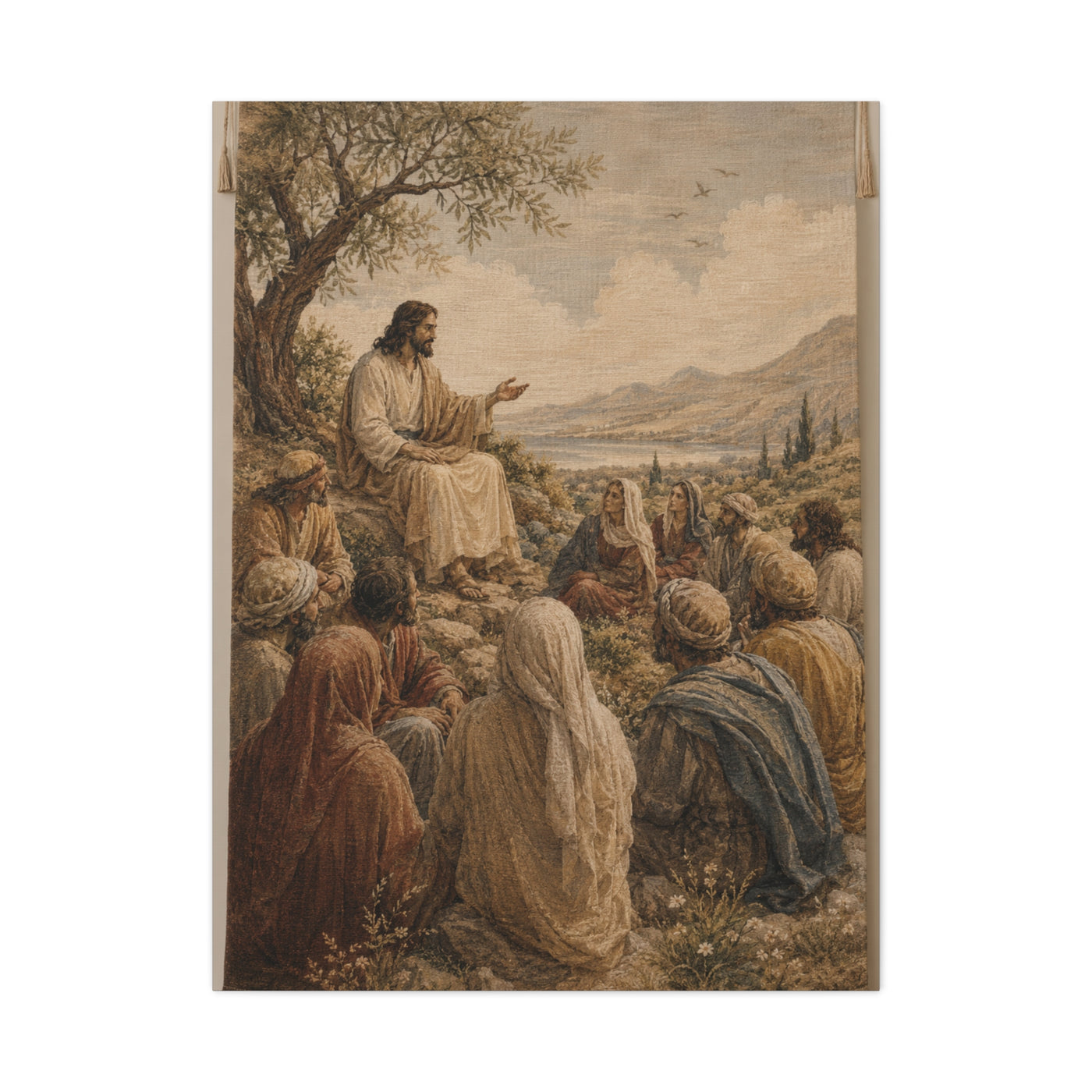 Sermon on the Hillside Tapestry Wall Art & Canvas Print