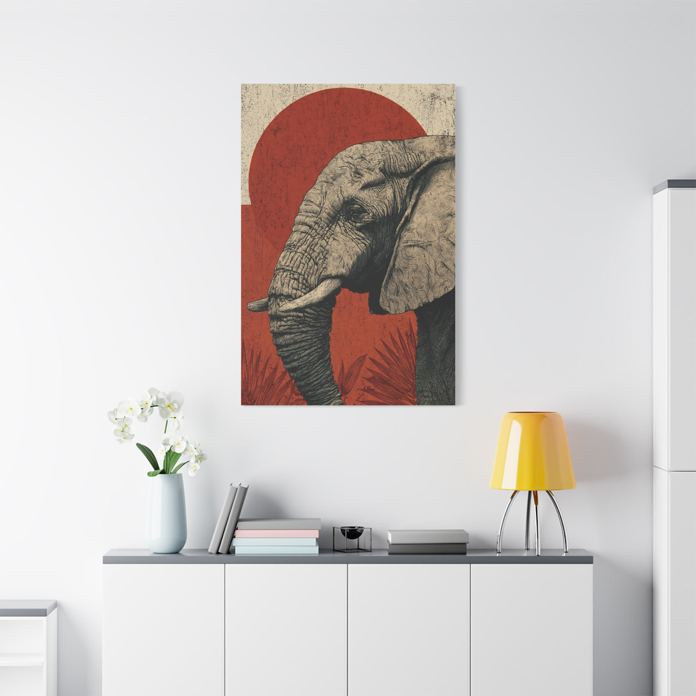 Minimal Boho Elephant Line Portrait Wall Art & Canvas Print