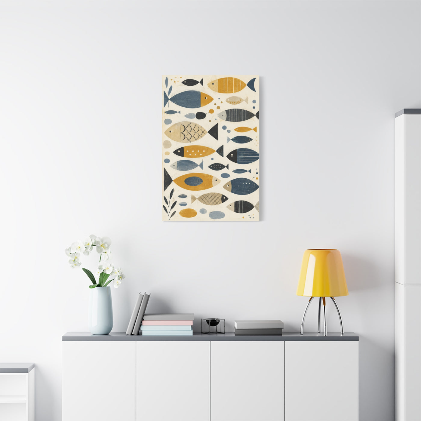 Scandinavian Abstract Fish Pattern Composition Wall Art & Canvas Print