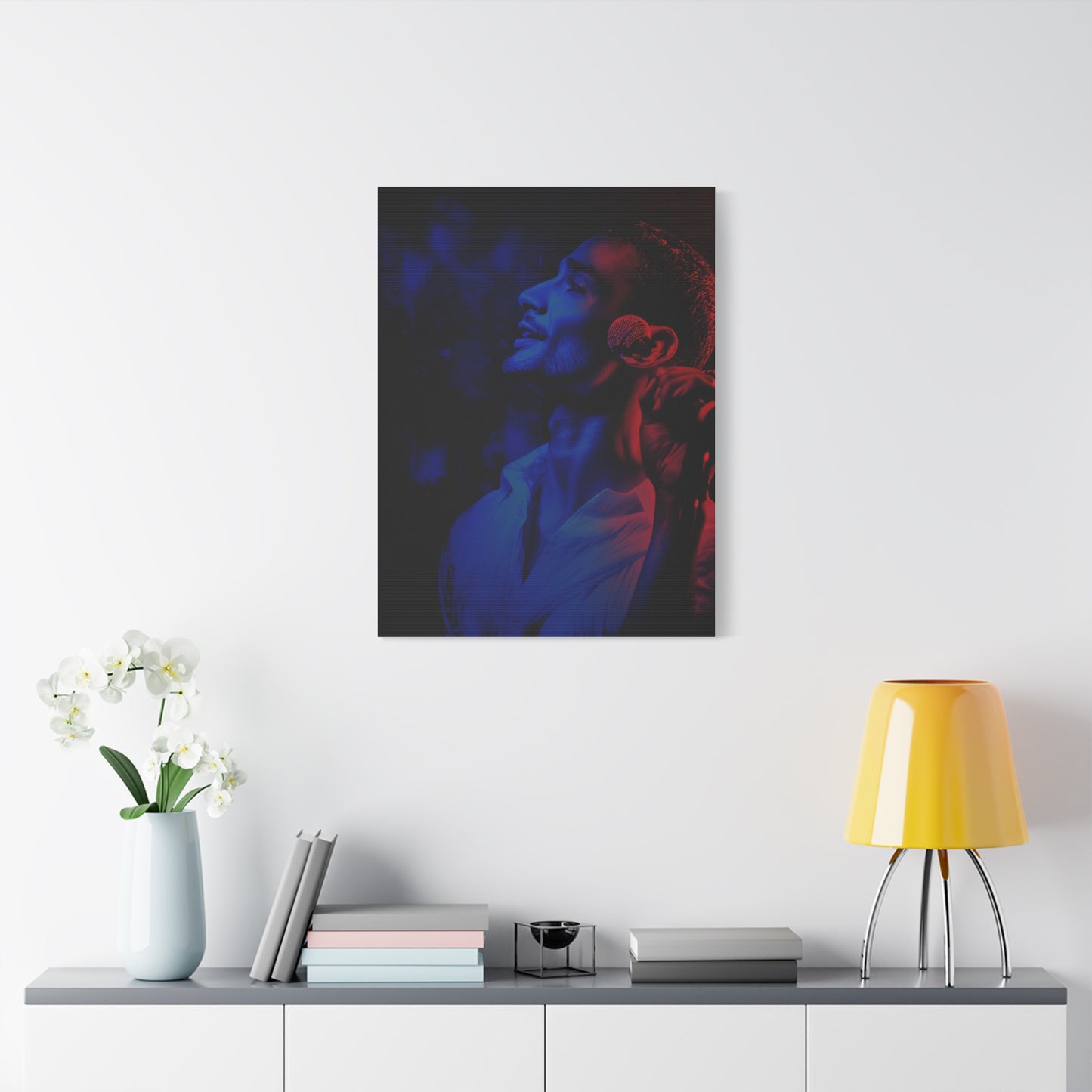 Monochrome Singer Stage Light Portrait Wall Art & Canvas Print