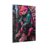 Urban Pink Cat Street Character Street Wall Art & Canvas Print
