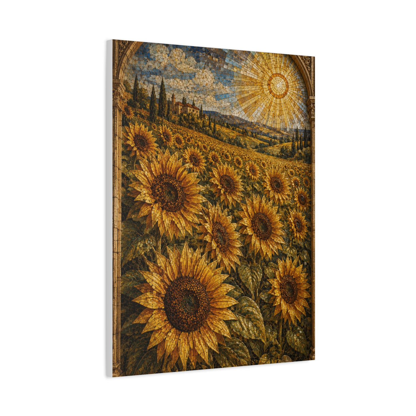 Architectural Mosaic Sunflower Field Wall Art & Canvas Print