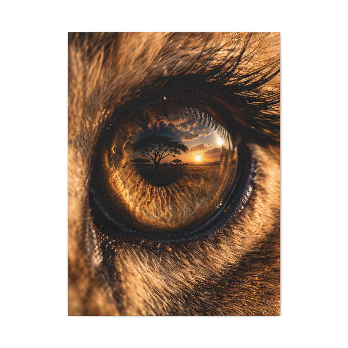 Lion Eye Reflection Macro Wall Art & Canvas Print