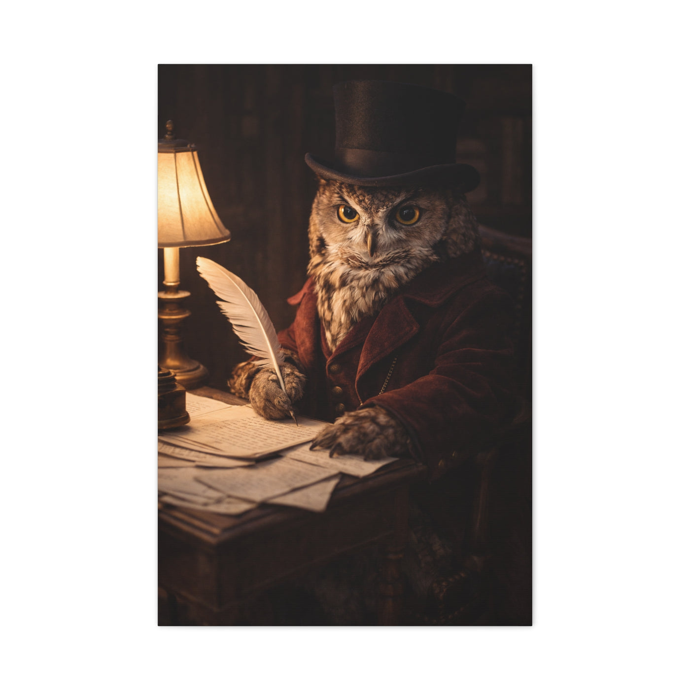 Gentleman Scholar Owl Portrait Wall Art & Canvas Print