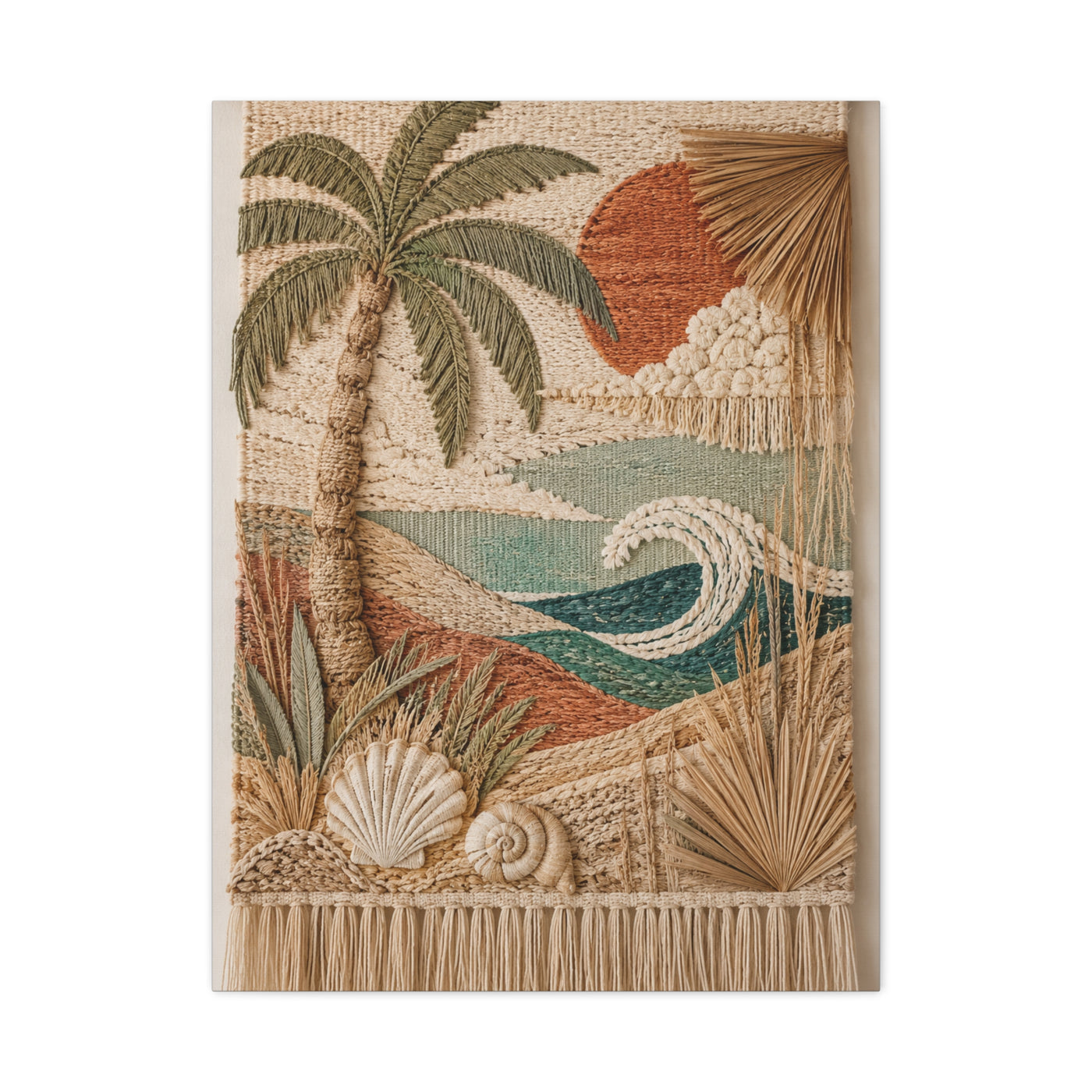 Bohemian Coastal Woven Tapestry Tropical Wall Art & Canvas Print