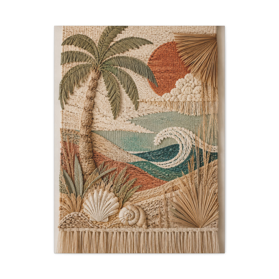 Bohemian Coastal Woven Tapestry Tropical Wall Art & Canvas Print