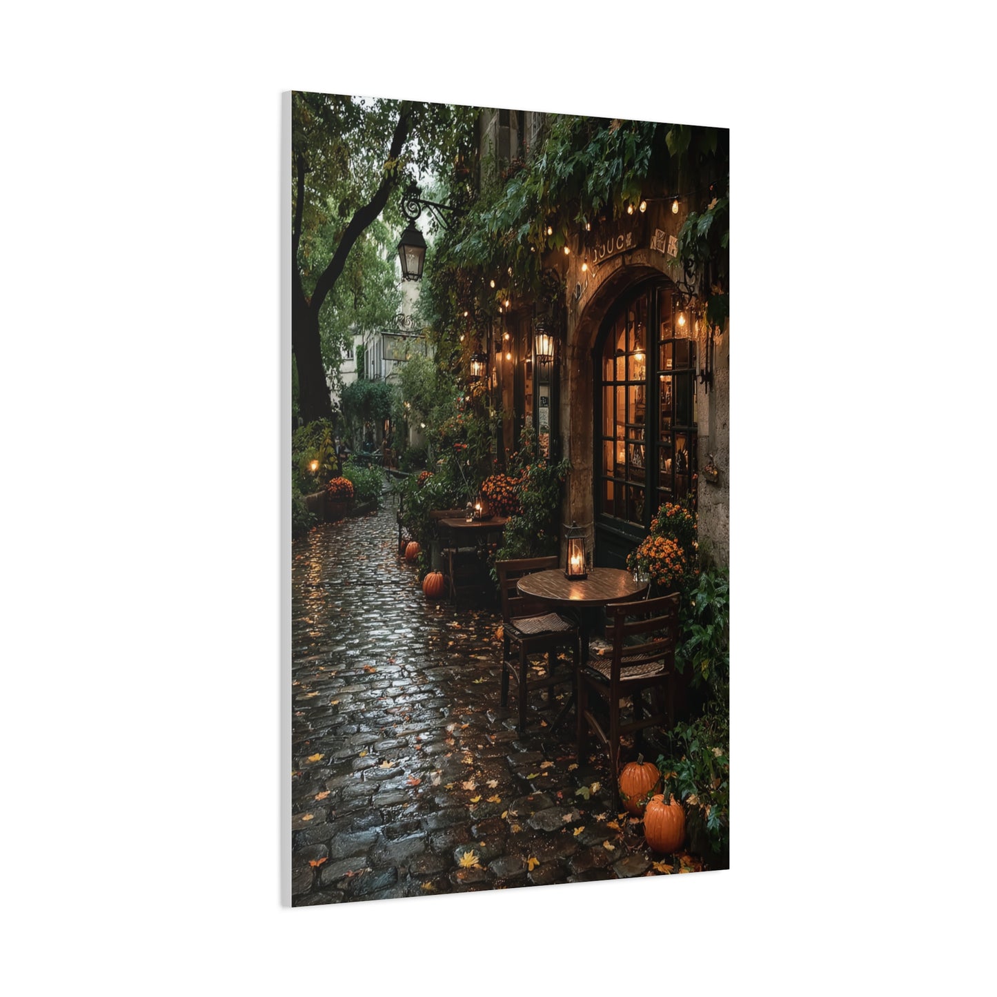 Paris Autumn Café Terrace Wall Art & Canvas Print