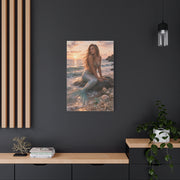 Golden Sunset Shore Mermaid Wall Art & Canvas Print