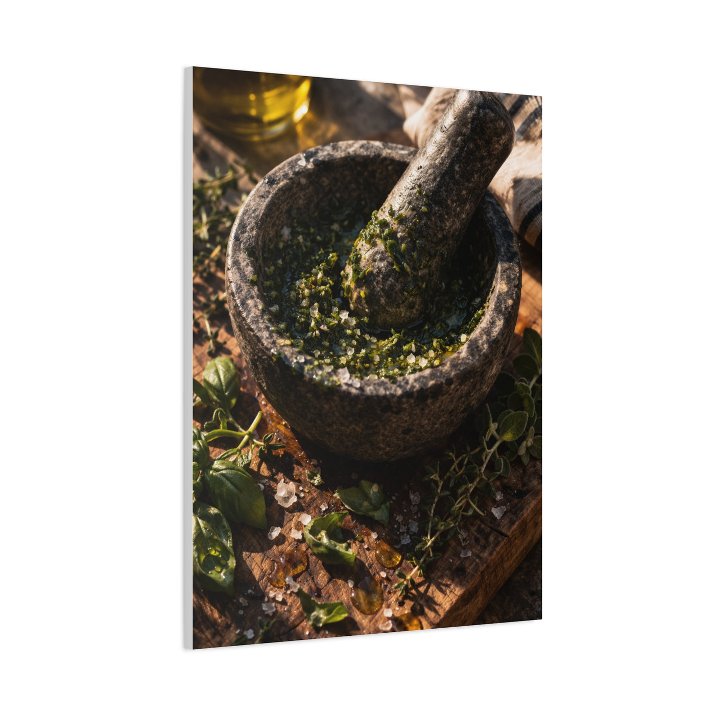 Rustic Herb Mortar and Pestle Wall Art & Canvas Print