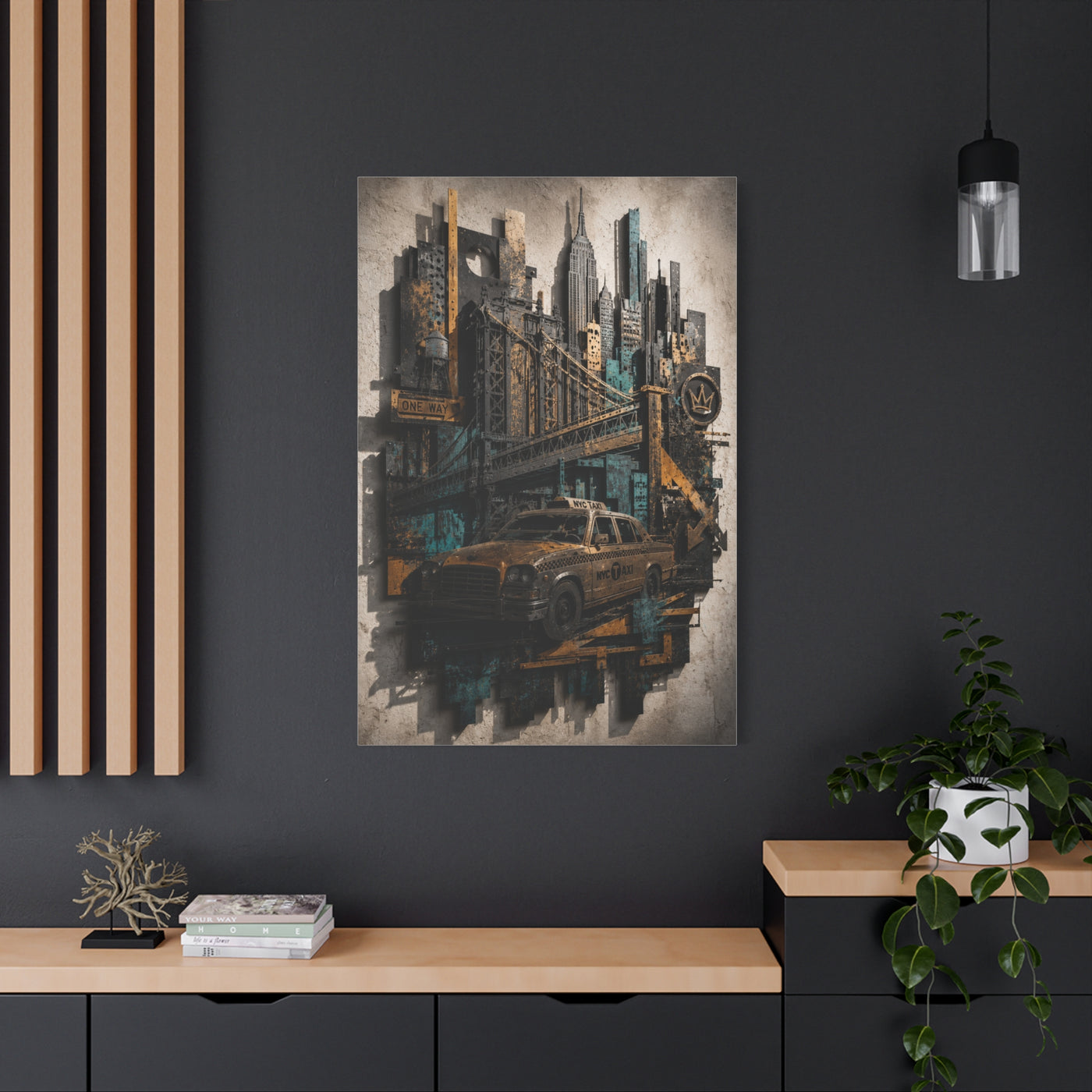 NYC Bridge Urban Collage Street Wall Art & Canvas Print