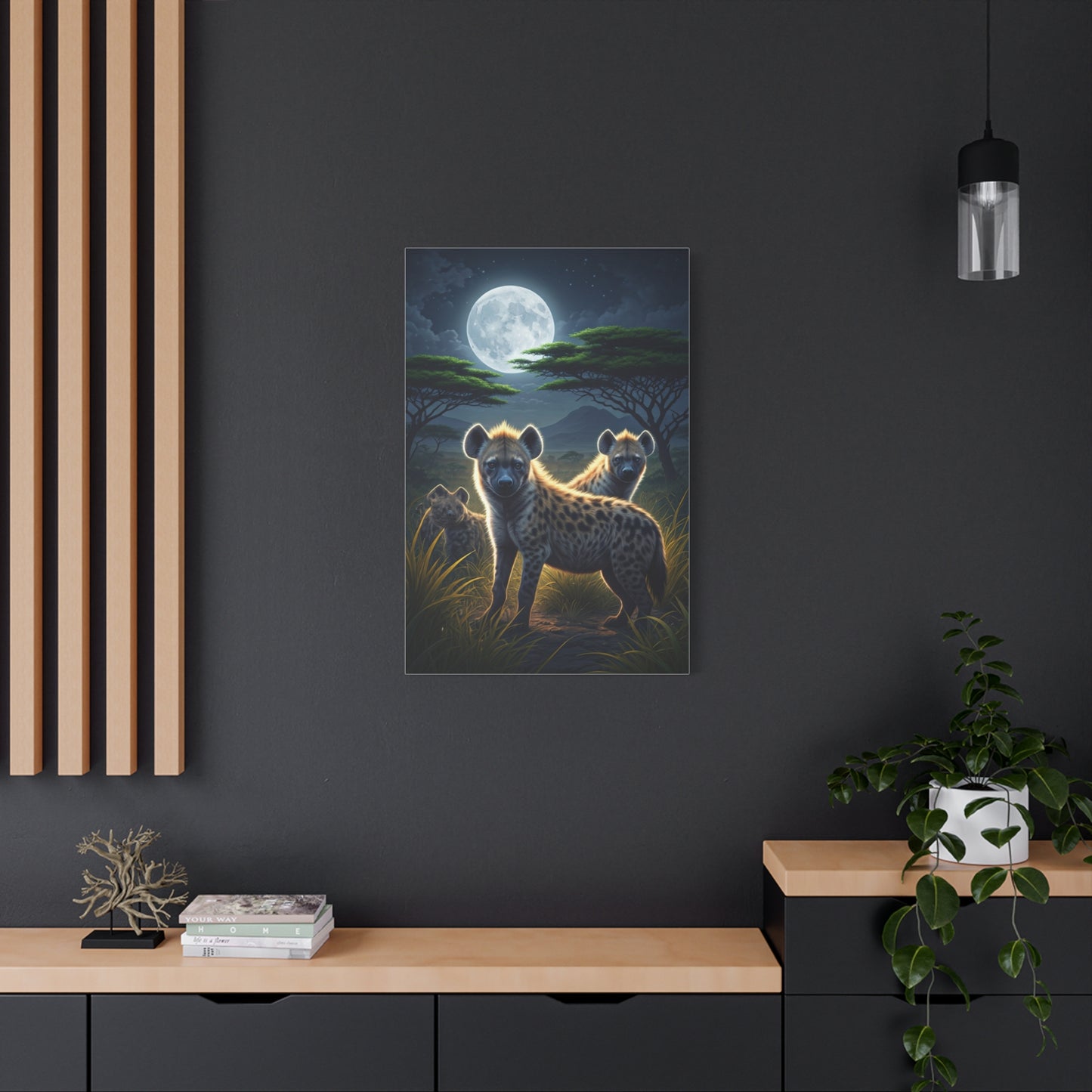 Moonlit Hyena Guardians Wall Art & Canvas Prints