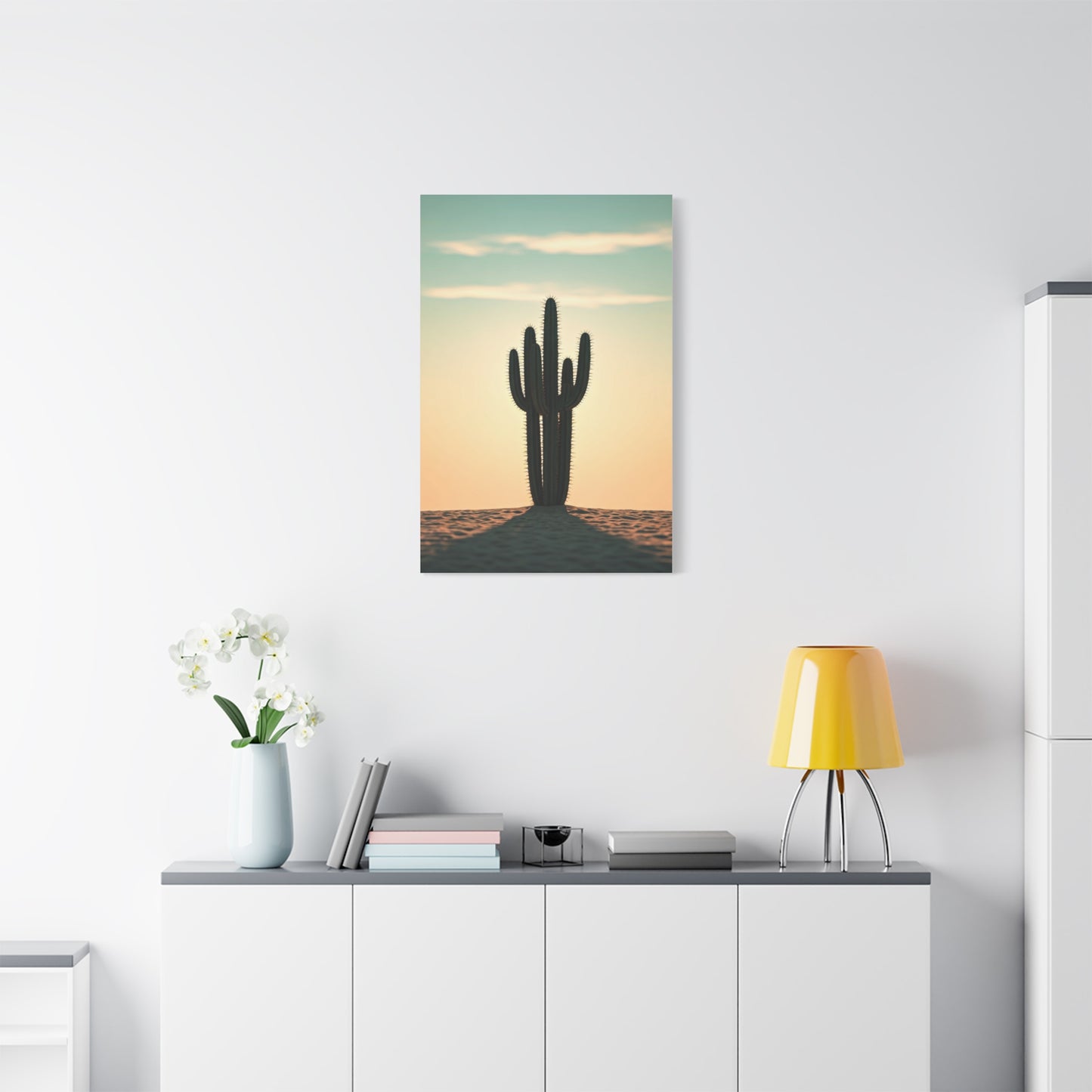 Lone Saguaro Desert Sunset Silhouette Wall Art & Canvas Prints