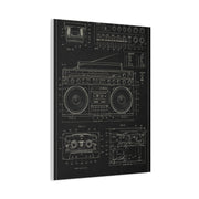Vintage Boombox Blueprint Illustration Wall Art & Canvas Print